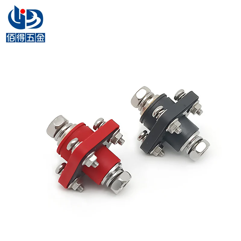 Brass Square Battery Connector Through-Wall Energy Storage Terminal M8 High Current Terminal Block 200A