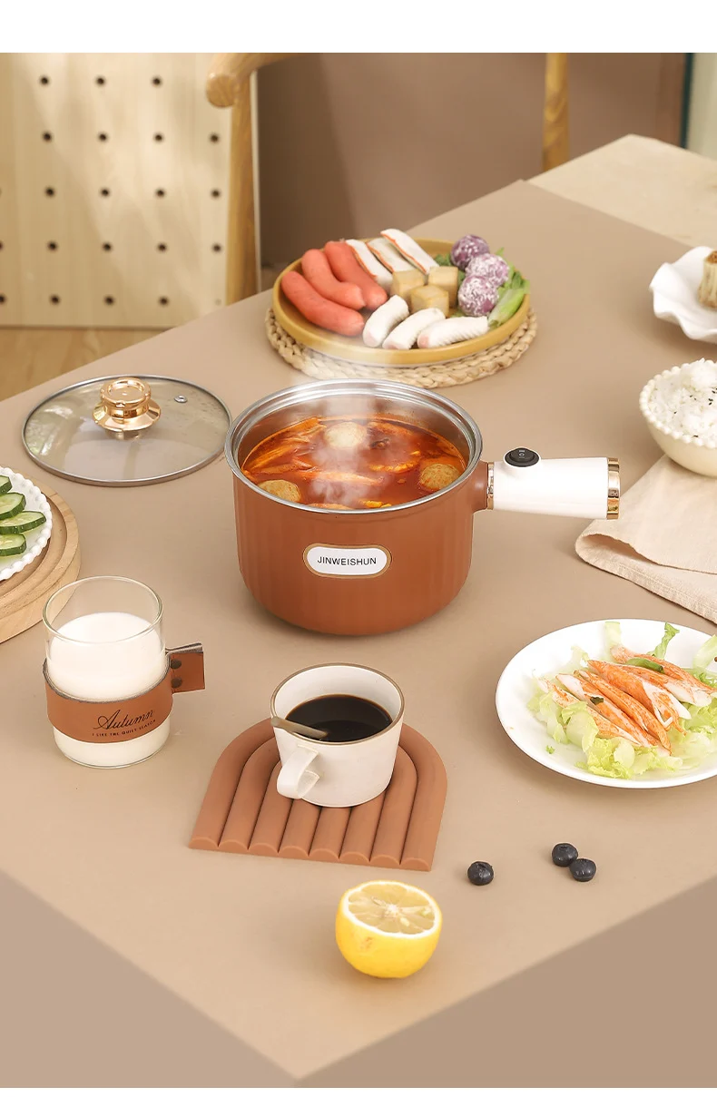 304 Liner Multi-functional Electric Cooking Pot Household Small Pot Dormitory Cooking Noodle Pot Hot Pot Small Electric Pot Intelligent Integrated Pot