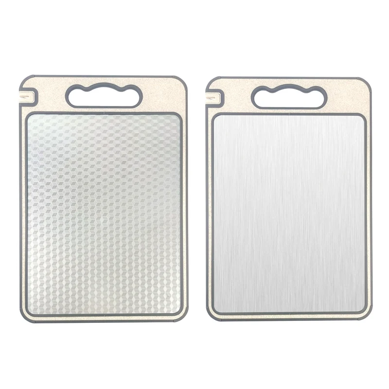 Amazon Cross-border Explosions Stainless Steel Wheat Straw Double-sided Cutting Board Thickened Anti-skid Cutting Board Cutting Board Source Factory
