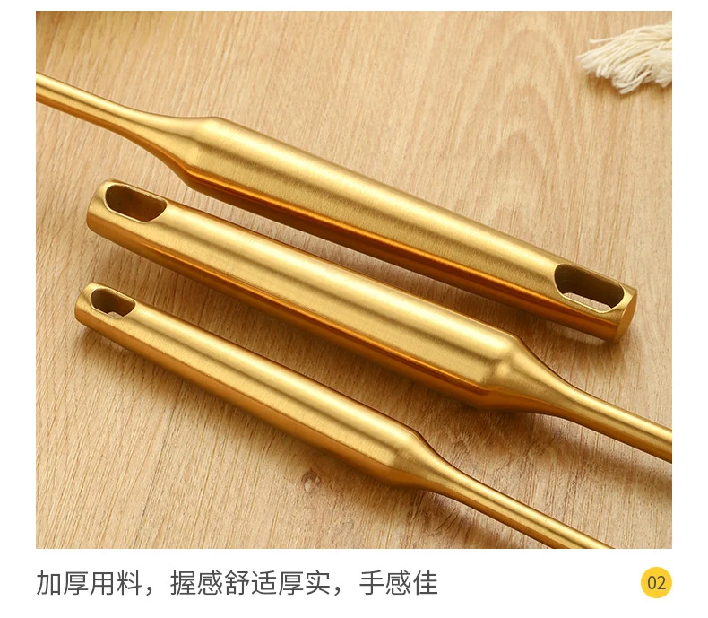 Stainless Steel High-grade Soup Leak Hot Pot Spoon Thickened Soup Spoon Golden Large Soup Spoon Titanium Plated Golden Soup Spoon Golden Spatula Spoon