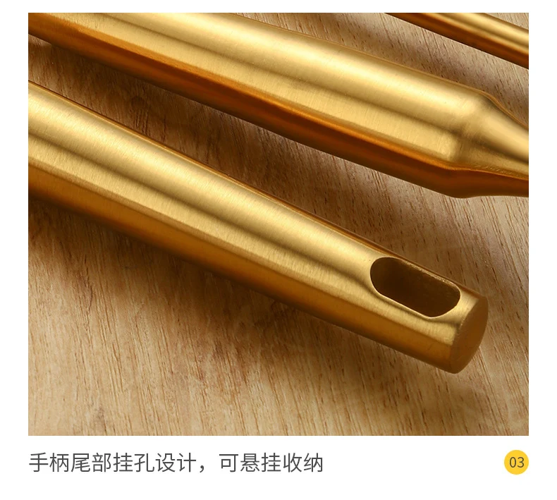 Stainless Steel High-grade Soup Leak Hot Pot Spoon Thickened Soup Spoon Golden Large Soup Spoon Titanium Plated Golden Soup Spoon Golden Spatula Spoon