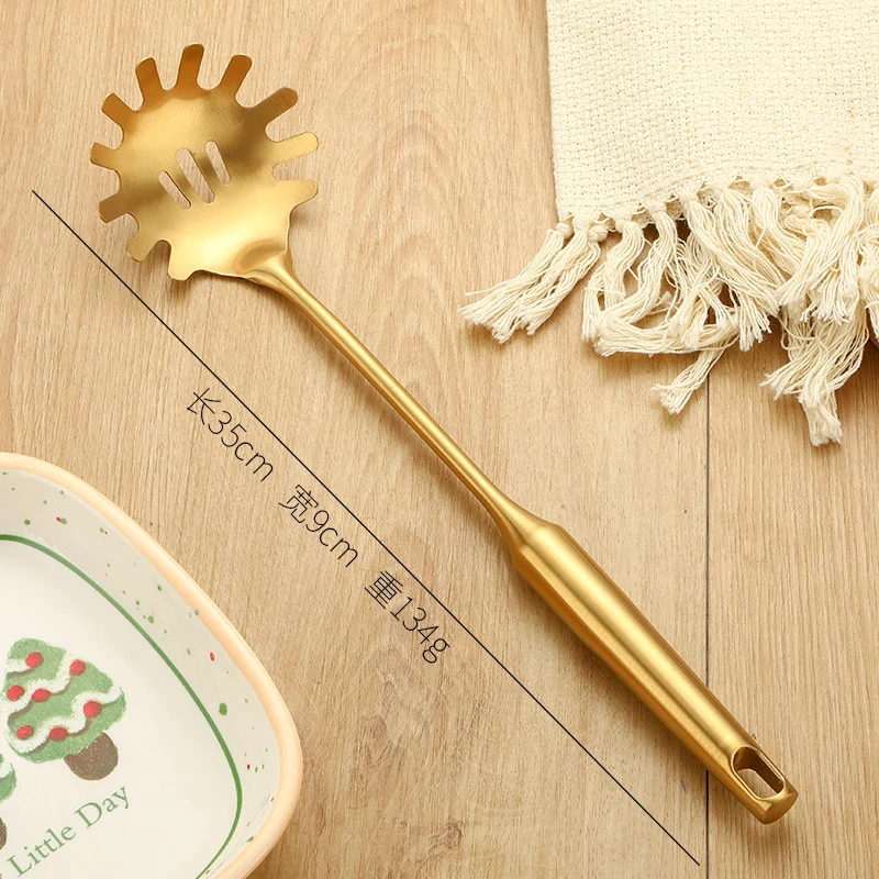 Stainless Steel High-grade Soup Leak Hot Pot Spoon Thickened Soup Spoon Golden Large Soup Spoon Titanium Plated Golden Soup Spoon Golden Spatula Spoon