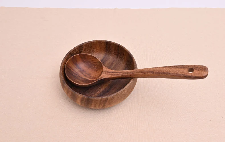 Paint-free Wax-free Wooden Cooking Spoon Shovel suit Kitchenware Long Handle Non-stick Pan Stir-frying Shovel Wooden Acacia Soup Spoon