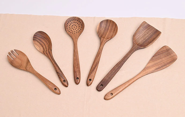 Paint-free Wax-free Wooden Cooking Spoon Shovel suit Kitchenware Long Handle Non-stick Pan Stir-frying Shovel Wooden Acacia Soup Spoon