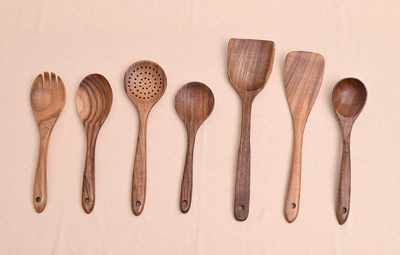 Paint-free Wax-free Wooden Cooking Spoon Shovel suit Kitchenware Long Handle Non-stick Pan Stir-frying Shovel Wooden Acacia Soup Spoon