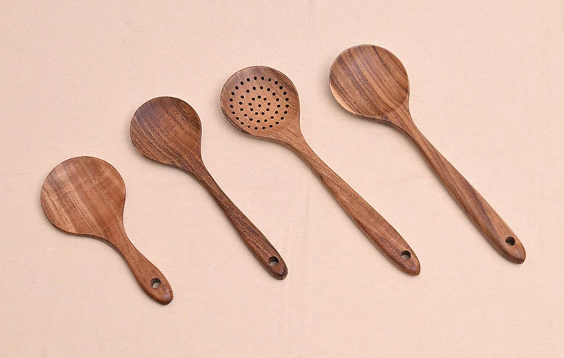 Paint-free Wax-free Wooden Cooking Spoon Shovel suit Kitchenware Long Handle Non-stick Pan Stir-frying Shovel Wooden Acacia Soup Spoon