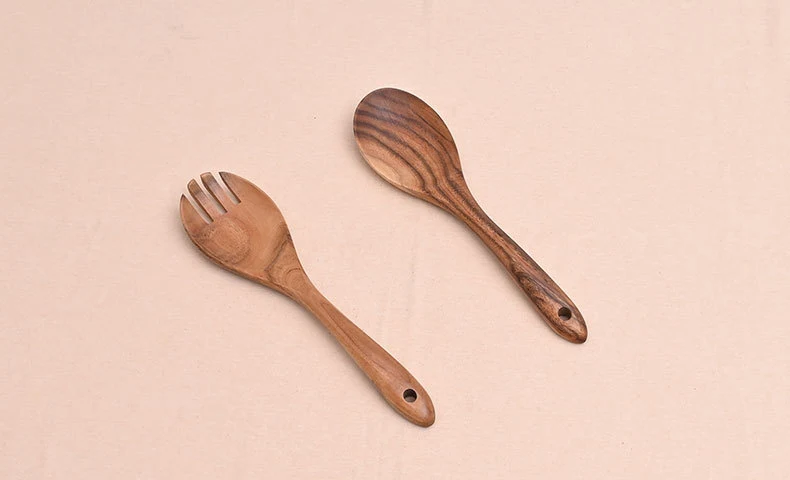Paint-free Wax-free Wooden Cooking Spoon Shovel suit Kitchenware Long Handle Non-stick Pan Stir-frying Shovel Wooden Acacia Soup Spoon