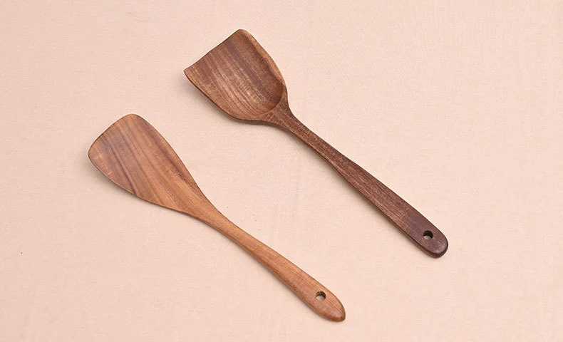 Paint-free Wax-free Wooden Cooking Spoon Shovel suit Kitchenware Long Handle Non-stick Pan Stir-frying Shovel Wooden Acacia Soup Spoon