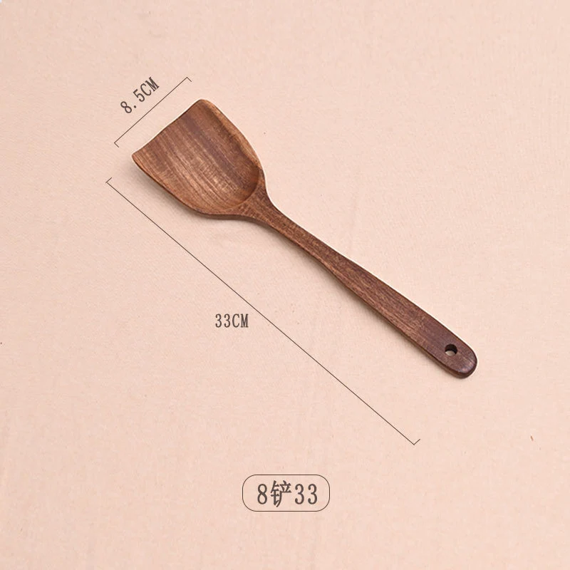 Paint-free Wax-free Wooden Cooking Spoon Shovel suit Kitchenware Long Handle Non-stick Pan Stir-frying Shovel Wooden Acacia Soup Spoon