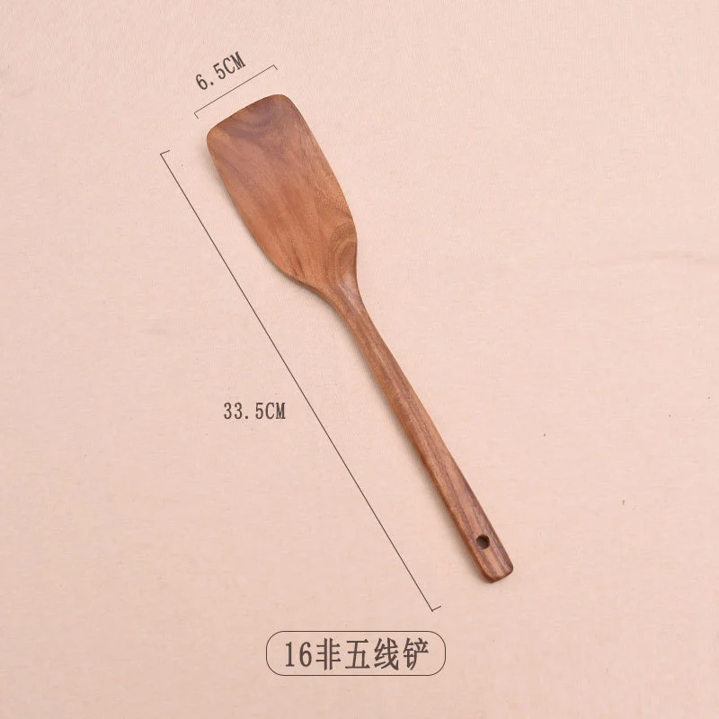 Paint-free Wax-free Wooden Cooking Spoon Shovel suit Kitchenware Long Handle Non-stick Pan Stir-frying Shovel Wooden Acacia Soup Spoon