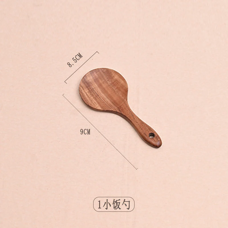 Paint-free Wax-free Wooden Cooking Spoon Shovel suit Kitchenware Long Handle Non-stick Pan Stir-frying Shovel Wooden Acacia Soup Spoon