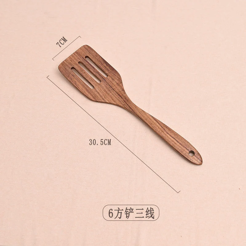 Paint-free Wax-free Wooden Cooking Spoon Shovel suit Kitchenware Long Handle Non-stick Pan Stir-frying Shovel Wooden Acacia Soup Spoon