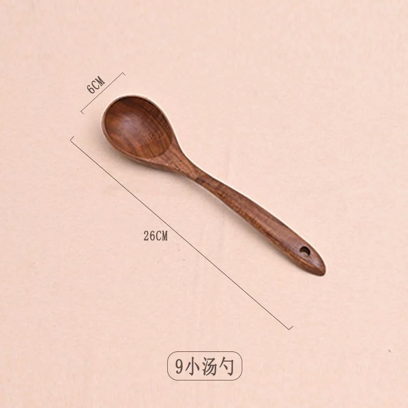 Paint-free Wax-free Wooden Cooking Spoon Shovel suit Kitchenware Long Handle Non-stick Pan Stir-frying Shovel Wooden Acacia Soup Spoon
