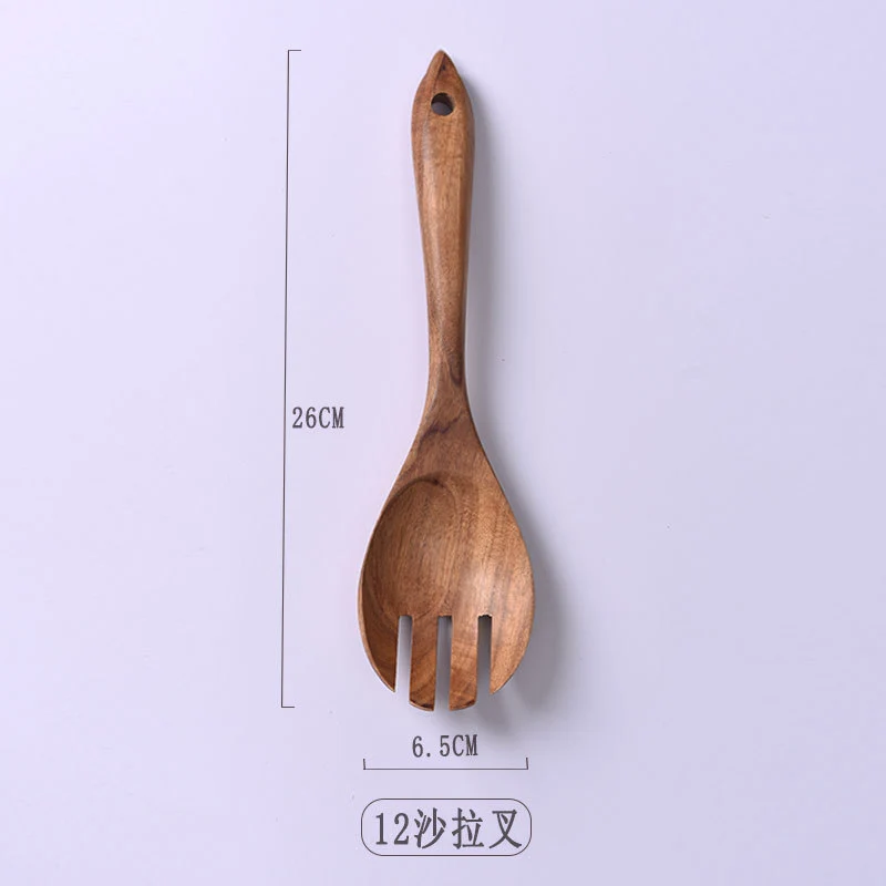Paint-free Wax-free Wooden Cooking Spoon Shovel suit Kitchenware Long Handle Non-stick Pan Stir-frying Shovel Wooden Acacia Soup Spoon