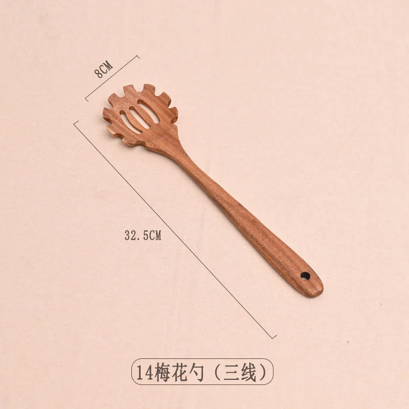 Paint-free Wax-free Wooden Cooking Spoon Shovel suit Kitchenware Long Handle Non-stick Pan Stir-frying Shovel Wooden Acacia Soup Spoon