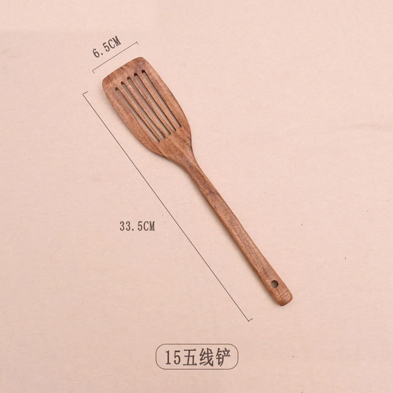 Paint-free Wax-free Wooden Cooking Spoon Shovel suit Kitchenware Long Handle Non-stick Pan Stir-frying Shovel Wooden Acacia Soup Spoon