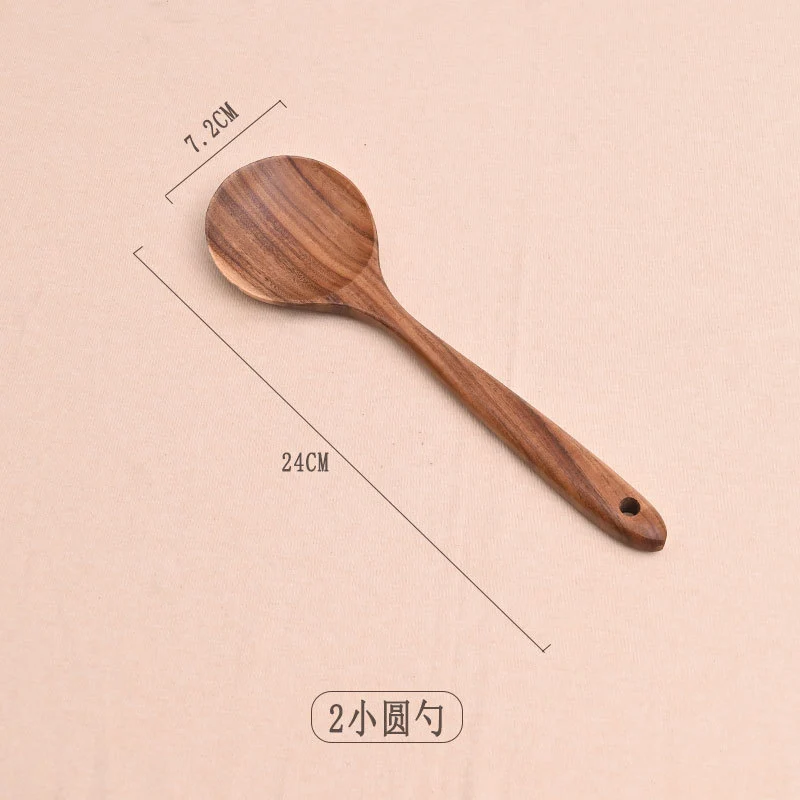 Paint-free Wax-free Wooden Cooking Spoon Shovel suit Kitchenware Long Handle Non-stick Pan Stir-frying Shovel Wooden Acacia Soup Spoon