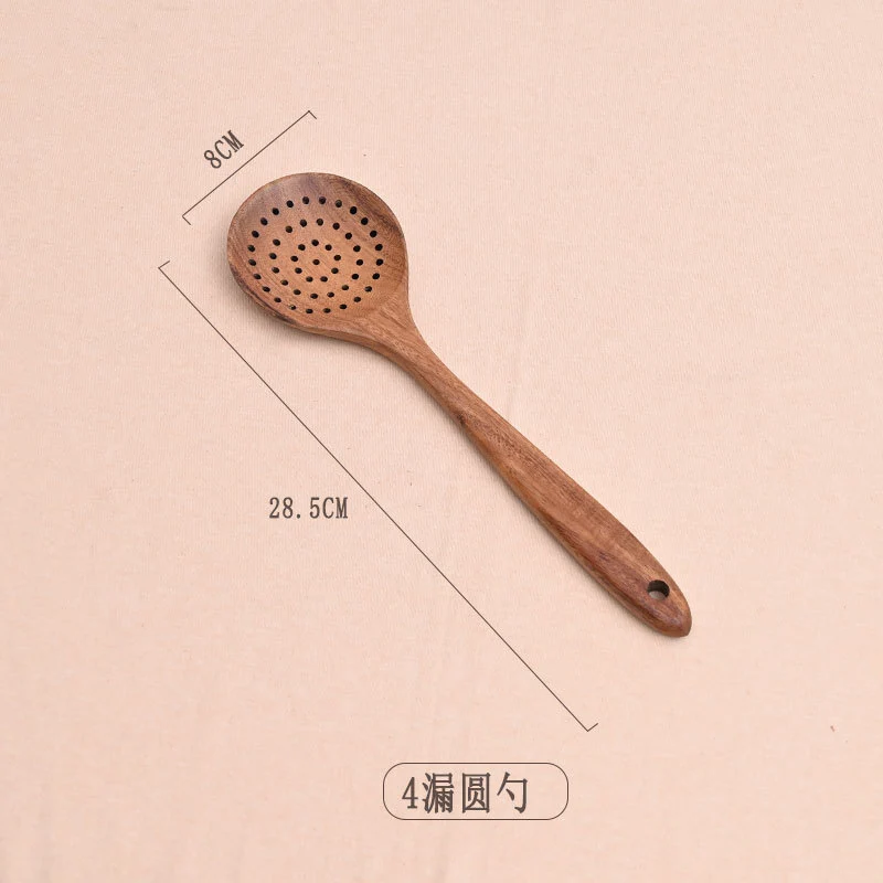 Paint-free Wax-free Wooden Cooking Spoon Shovel suit Kitchenware Long Handle Non-stick Pan Stir-frying Shovel Wooden Acacia Soup Spoon
