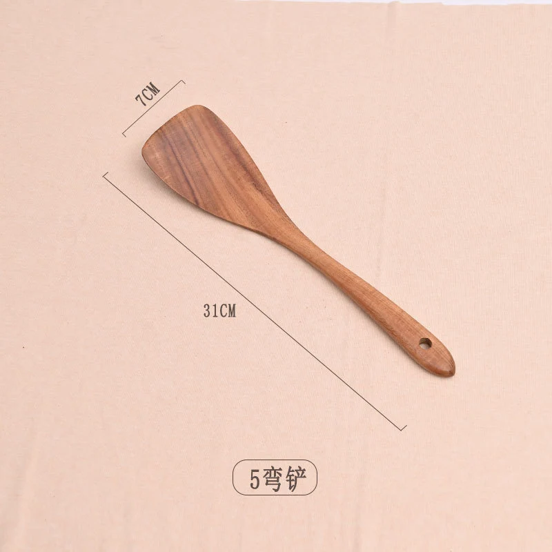 Paint-free Wax-free Wooden Cooking Spoon Shovel suit Kitchenware Long Handle Non-stick Pan Stir-frying Shovel Wooden Acacia Soup Spoon
