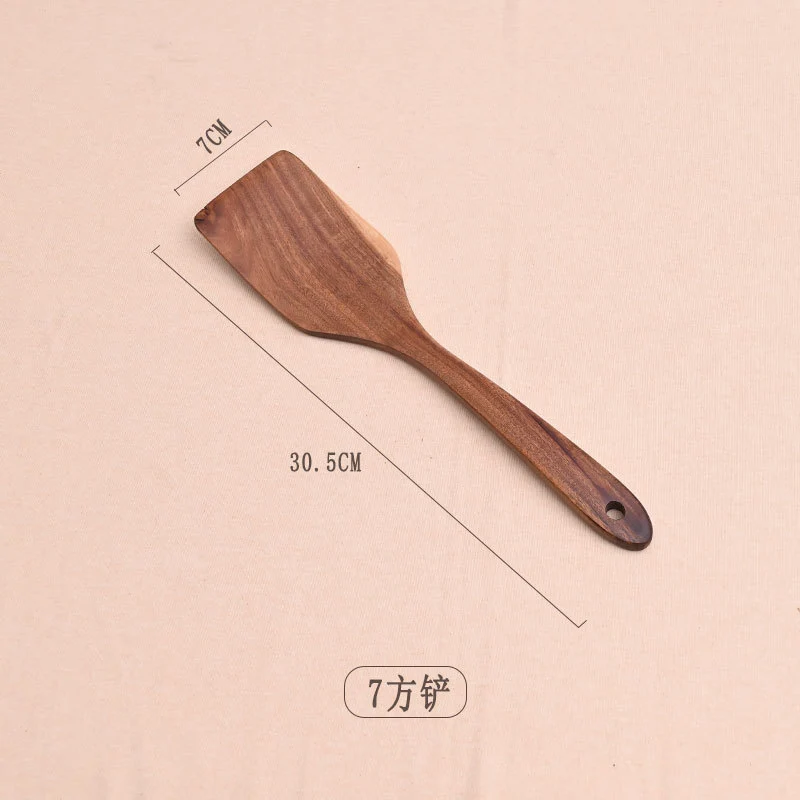 Paint-free Wax-free Wooden Cooking Spoon Shovel suit Kitchenware Long Handle Non-stick Pan Stir-frying Shovel Wooden Acacia Soup Spoon