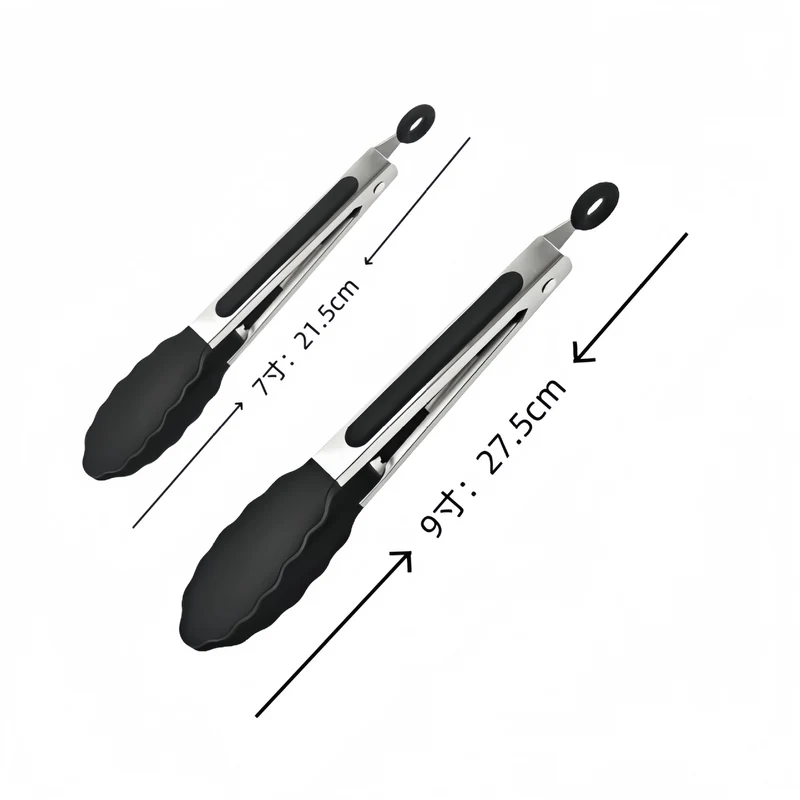 Cross-Border High-Temperature Resistant Steak Grilling Tongs 430 Stainless Steel Anti-Scalding Thickened Barbecue Tongs Kitchen Tools Food Tongs