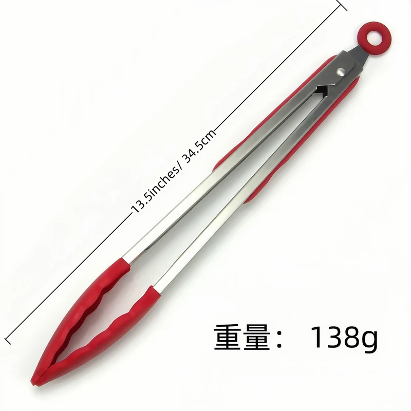 Cross-Border High-Temperature Resistant Steak Grilling Tongs 430 Stainless Steel Anti-Scalding Thickened Barbecue Tongs Kitchen Tools Food Tongs