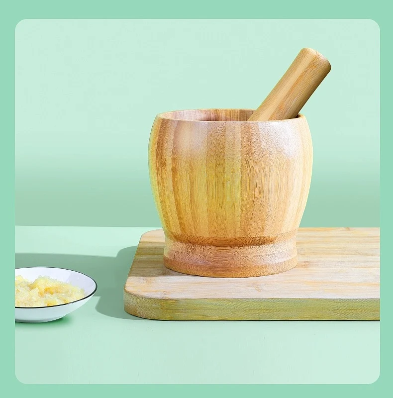 Garlic Mashing Pot Garlic Mashing Pot Mortar Mashing Garlic Mashing Pot Household Garlic Pot Mashing Pot Press Garlic Stick Spicy Bamboo and Wood