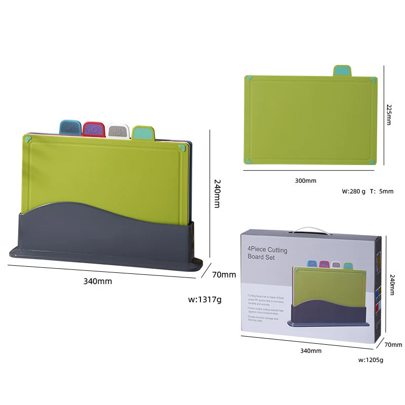 Kitchen Classification Cutting Board Creative Baby Food Supplement Wheat Straw Cutting Board Pp Plastic Creative Four-Piece Set Classification Cutting Board