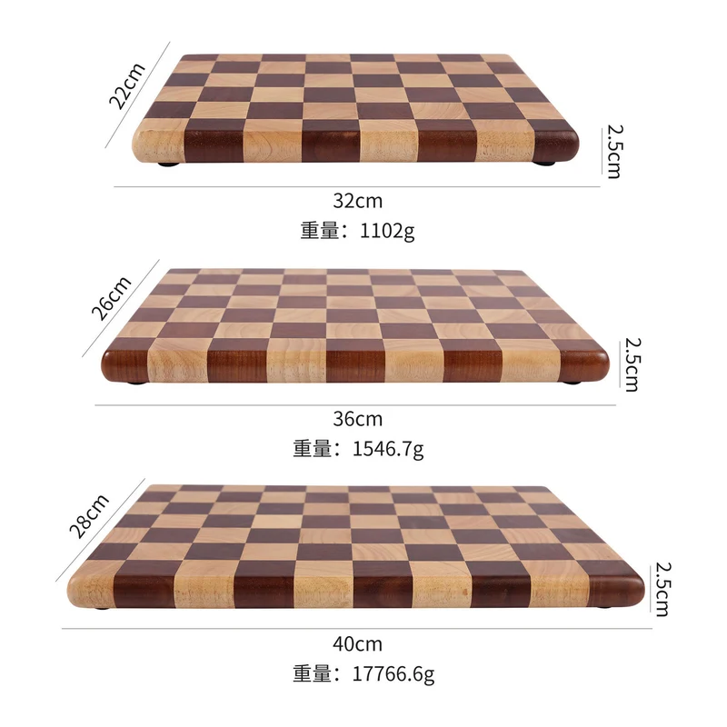 Wholesale antibacterial mildew-proof anti-skid rubber wood solid wood splicing checkerboard cutting board solid wood chopping board cutting board
