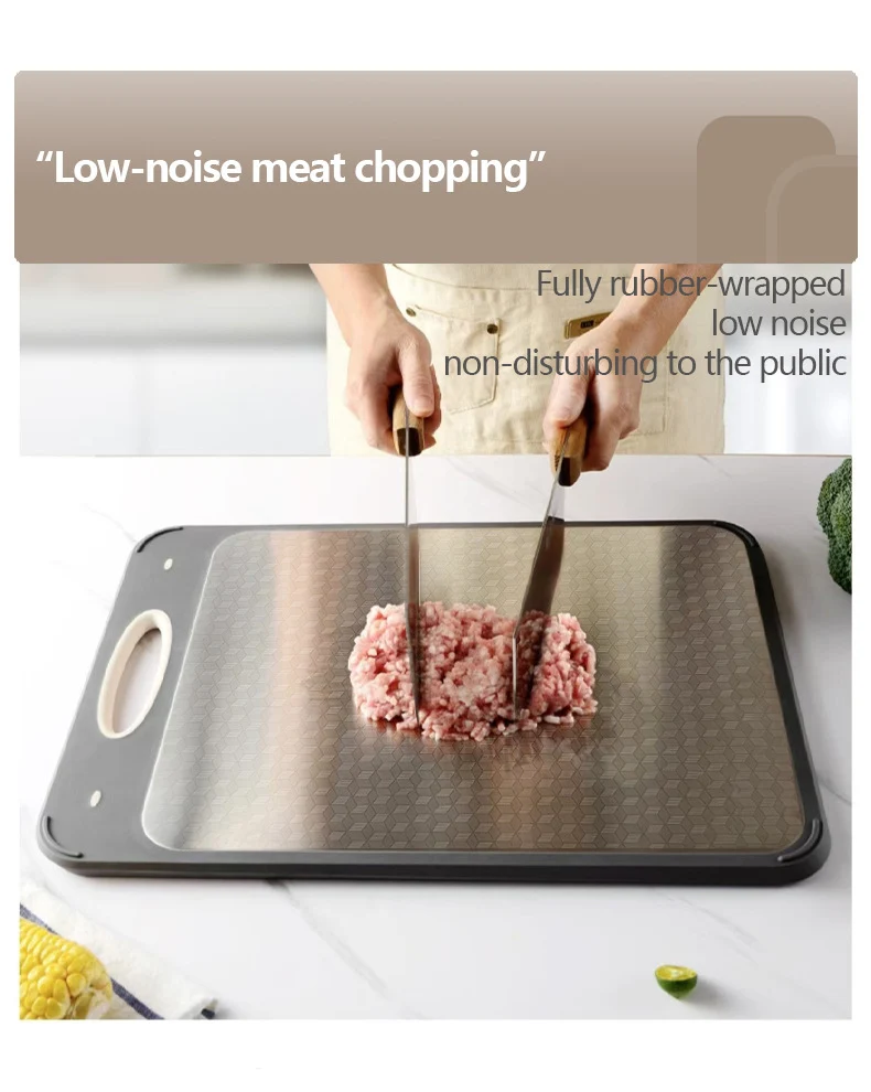 New in stock Amazon Explosions 3D Pattern Stainless Steel Cutting Board Titanium Cutting Board 304 Double-sided Cutting Board