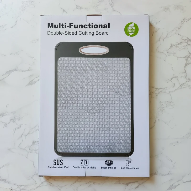 New in stock Amazon Explosions 3D Pattern Stainless Steel Cutting Board Titanium Cutting Board 304 Double-sided Cutting Board