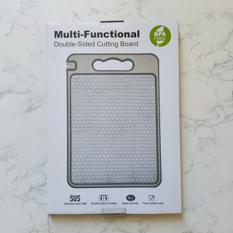 New in stock Amazon Explosions 3D Pattern Stainless Steel Cutting Board Titanium Cutting Board 304 Double-sided Cutting Board