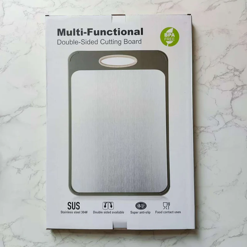 New in stock Amazon Explosions 3D Pattern Stainless Steel Cutting Board Titanium Cutting Board 304 Double-sided Cutting Board