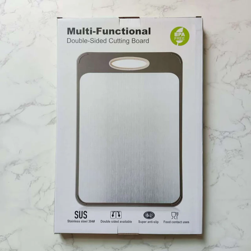 New in stock Amazon Explosions 3D Pattern Stainless Steel Cutting Board Titanium Cutting Board 304 Double-sided Cutting Board