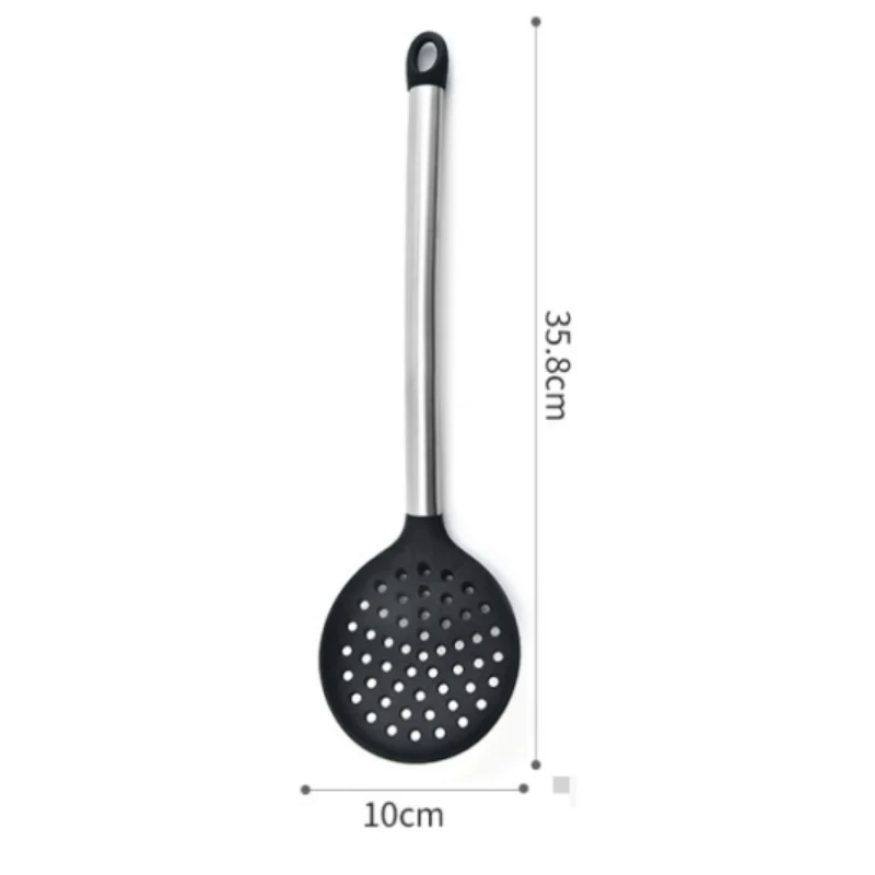 Silicone kitchenware suit 8-piece set stainless steel tube handle spatula baking scraper egg beater cooking hot pot spoon