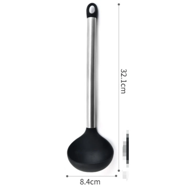 Silicone kitchenware suit 8-piece set stainless steel tube handle spatula baking scraper egg beater cooking hot pot spoon