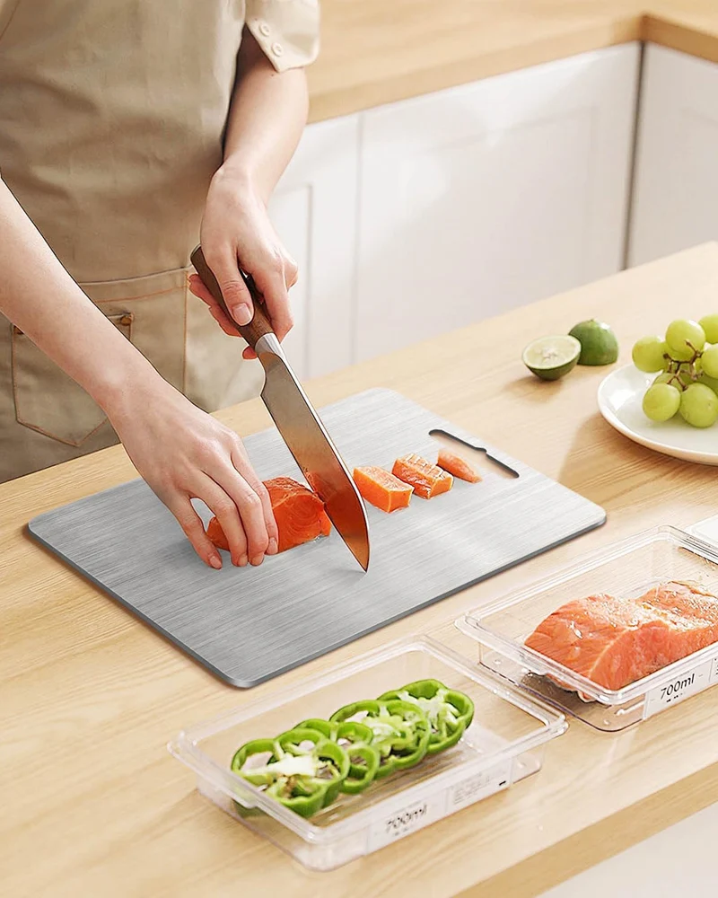 Manufacturer Wholesale Cross-Border 201 Stainless Steel Cutting Board, Thickened Anti-Mold Antibacterial Double-Sided Chopping Board, Kitchen Cutting Board