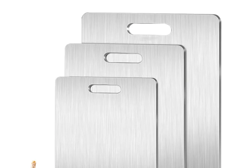 Manufacturer Wholesale Cross-Border 201 Stainless Steel Cutting Board, Thickened Anti-Mold Antibacterial Double-Sided Chopping Board, Kitchen Cutting Board