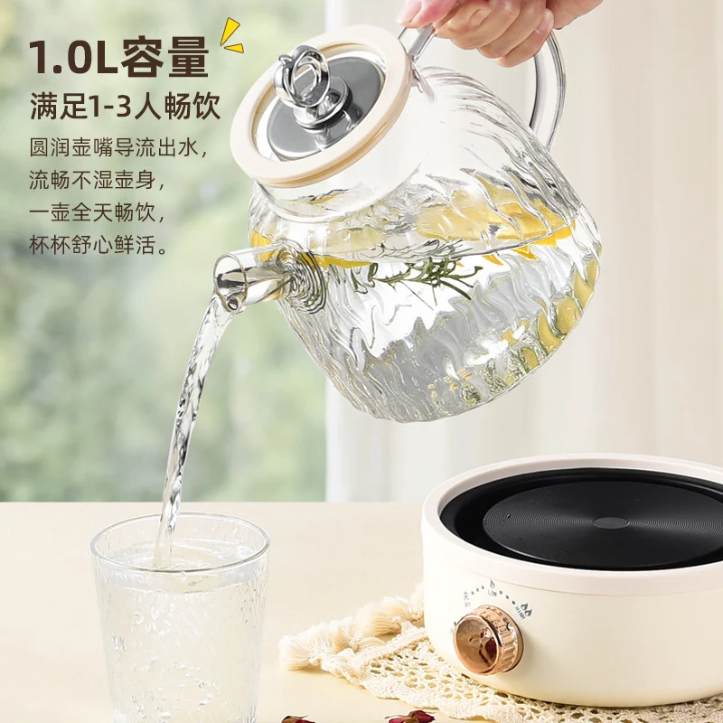 All-Glass Health Pot Multi-Functional Home Office New Insulated Tea Boiler Water Kettle Flower Teapot 110V