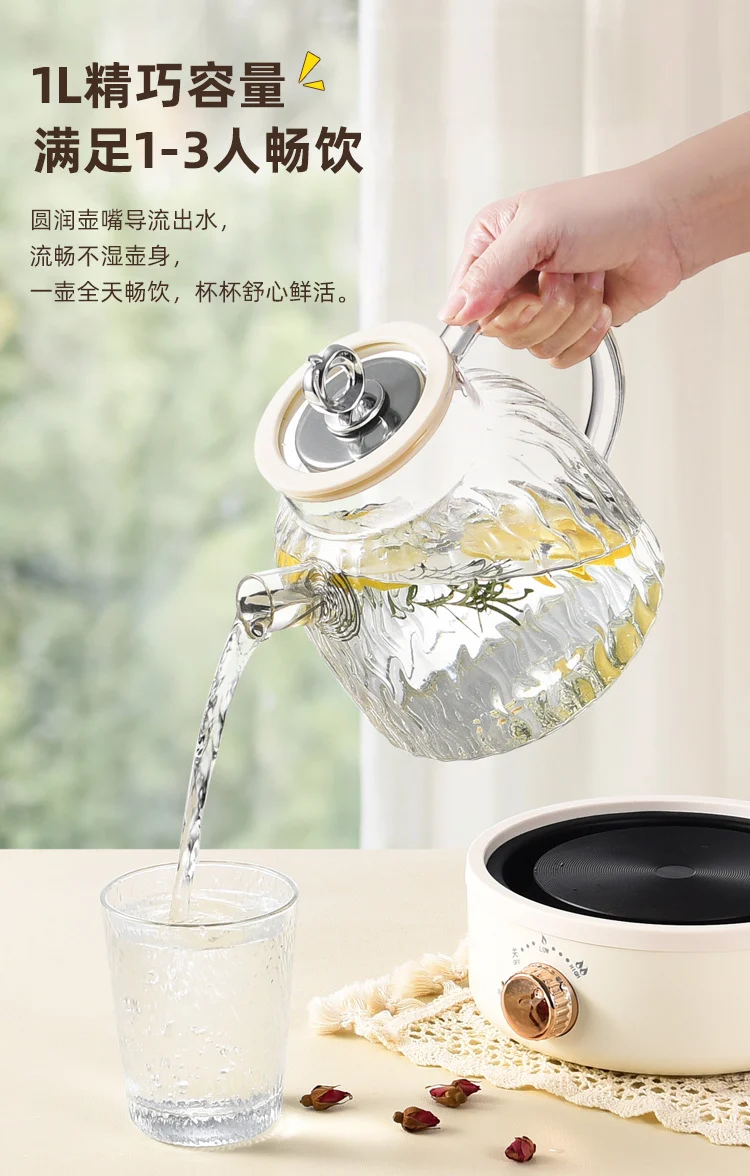 Health Pot Multifunctional Home Office Thickened Glass New Tea Maker Kettle Flower Tea Pot Gift 110V
