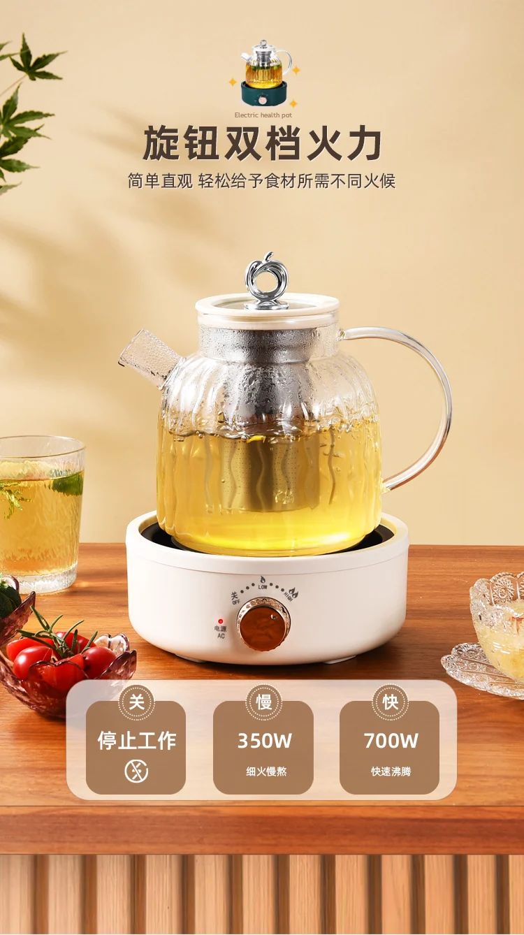 Health Pot Multifunctional Home Office Thickened Glass New Tea Maker Kettle Flower Tea Pot Gift 110V