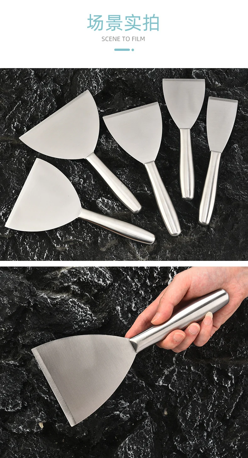 in stock Kitchen Japanese Cuisine Shovel Fried Steak Steak Grilled Shovel Stainless Steel Hollow Handle Pot Shovel Fried Teppanyaki Shovel