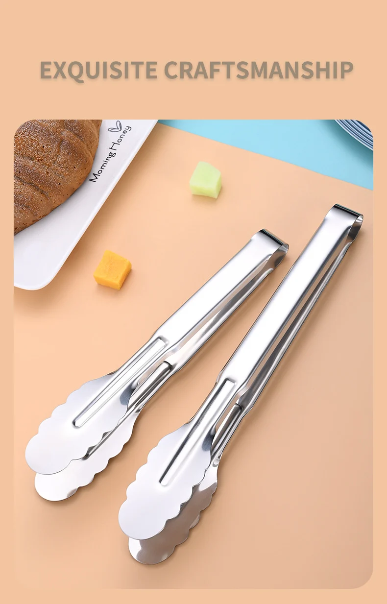 Stainless Steel Food Clip Kitchen Anti-scalding Bread Clip Outdoor Barbecue Clip Buffet Steak Food Clip