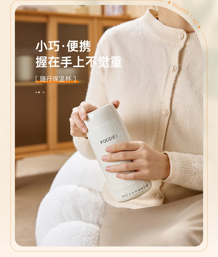 Travel Kettle Electric Heating Cup Small Portable Heating Stainless Steel Thermostatic Cup Health Kettle Tea Thermos Cup