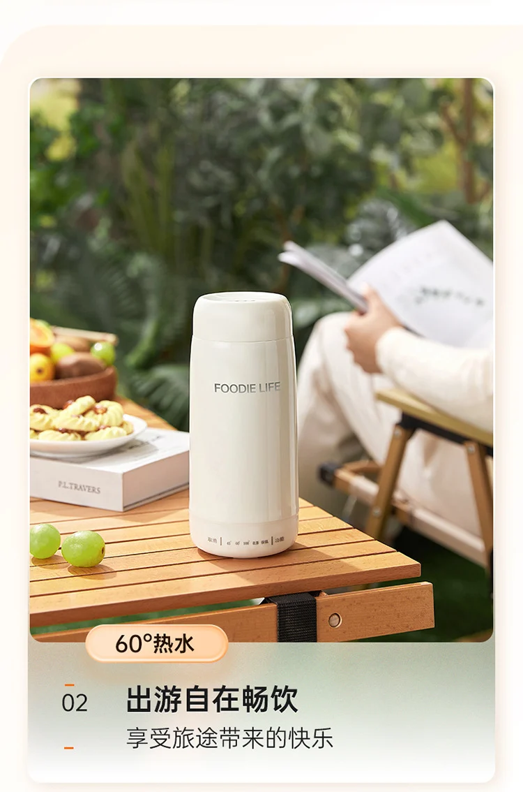 Travel Kettle Electric Heating Cup Small Portable Heating Stainless Steel Thermostatic Cup Health Kettle Tea Thermos Cup