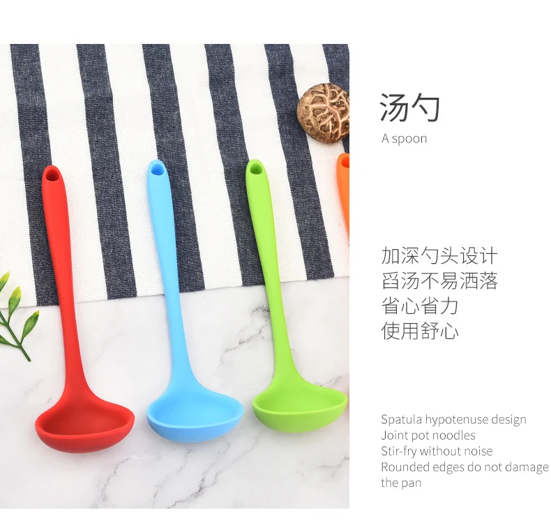Silicone Mini Soup Spoon Kitchen Cooking Soup Spoon Children's Food Supplemented Soup Spoon Food Grade Material Silicone Soup Spoon 21cm