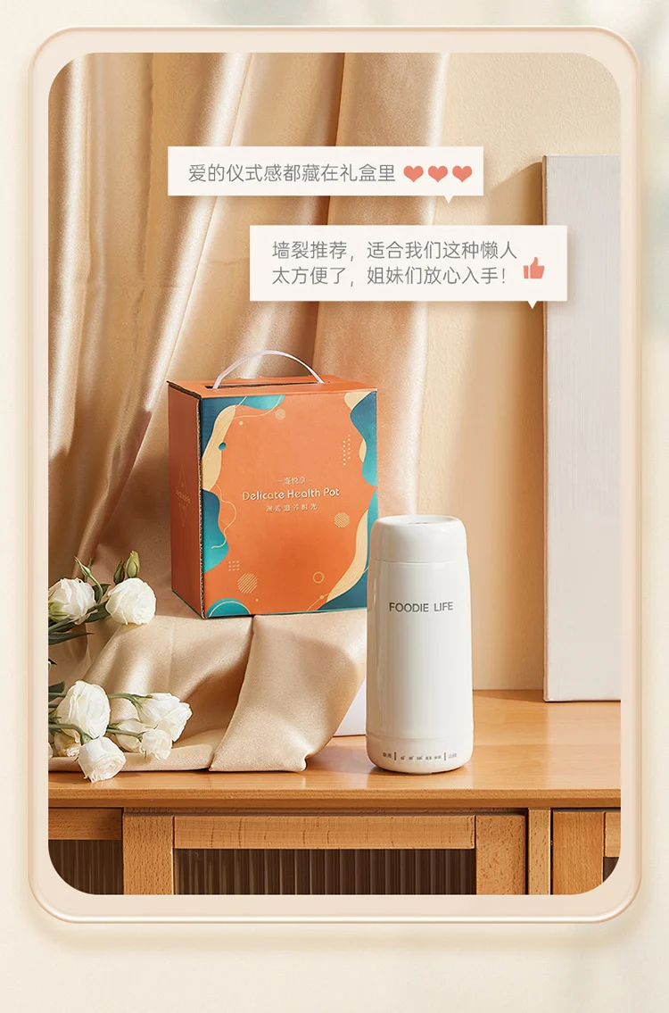 Portable Electric Water Cup Burning Water Cup Health Cup Travel Electric Stew Cup Small Burning Water Heating Thermos Gift Pack