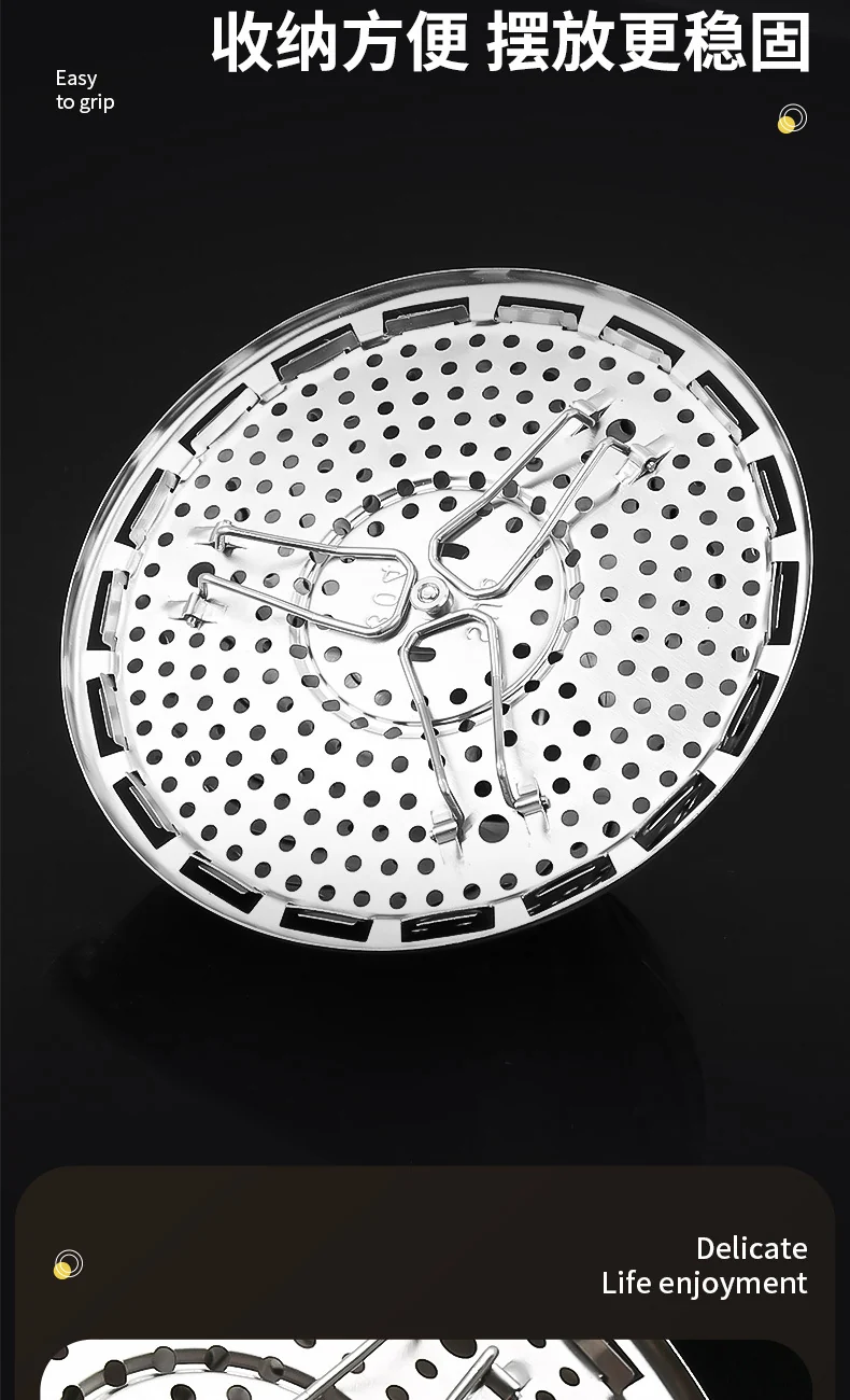 304 stainless steel retractable steamer household small steamer bag water-proof steamer multi-functional folding draining steamer wholesale