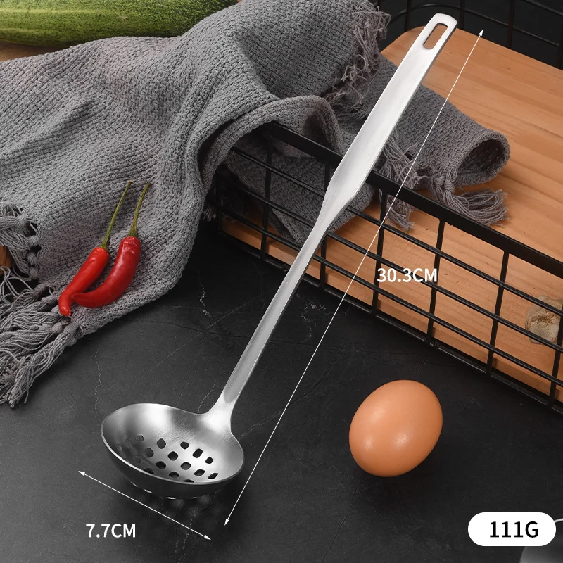 304 Stainless Steel Soup Spoon Hot Pot Colander Household Thickened Large Spoon Long Handle Porridge Spoon Porridge Spoon Drinking Soup Spoon