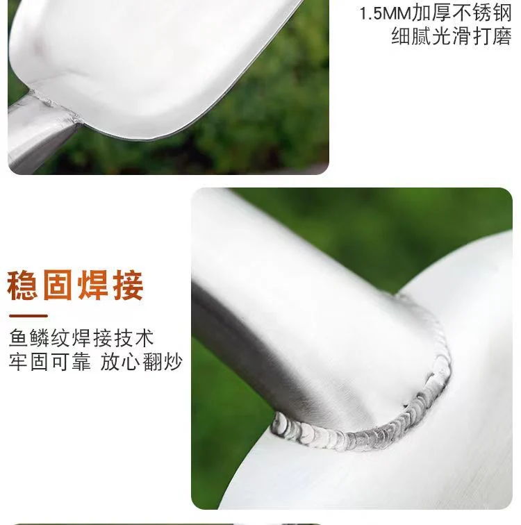 Stainless Steel Shovel Stir-frying Shovel Long Steel Handle Sketch Iron Shovel Kitchenware Hotel Large Sketch Thickened Stainless Steel Sketch